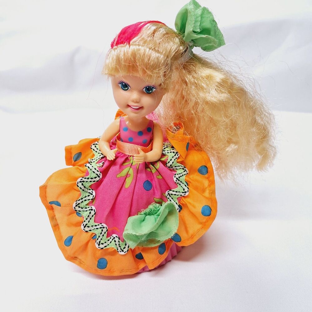 Tonka Vintage Cupcake Girl Doll Tropical Treat Dawn W Skirt Crimped Hair 90s Toy